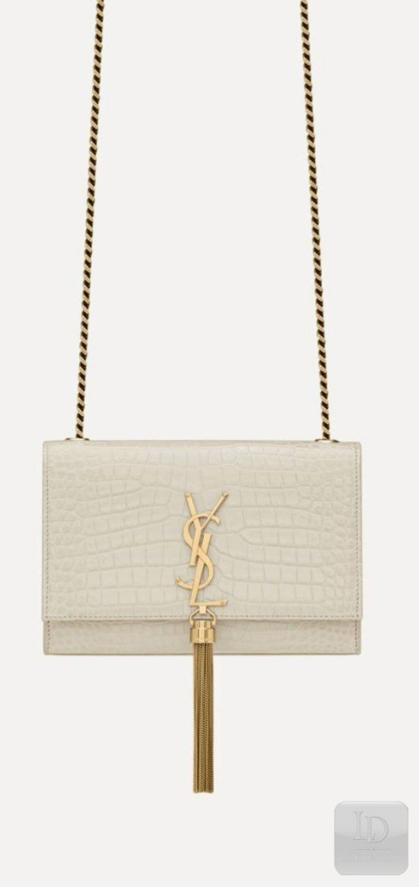 SAINT LAURENT | KATE Малая Крокодиловое Тиснение | Слоновая Кость Элита