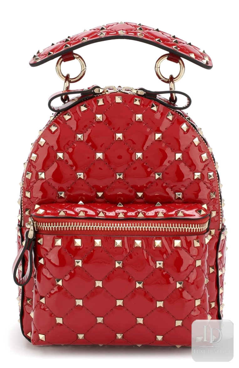 Valentino Garavani | Rockstud Spike лакированный красный мини-рюкзак