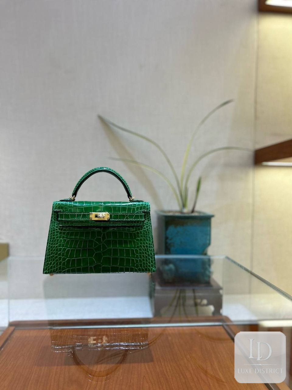Kelly Mini II 19 — Alligator d’Amérique, Vert Émeraude