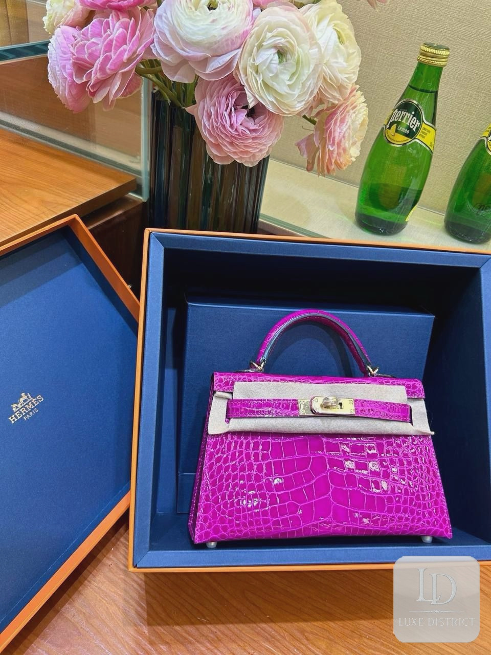 Kelly Mini II 19 — Alligator d’Amérique, Couleur “Rose Magenta”