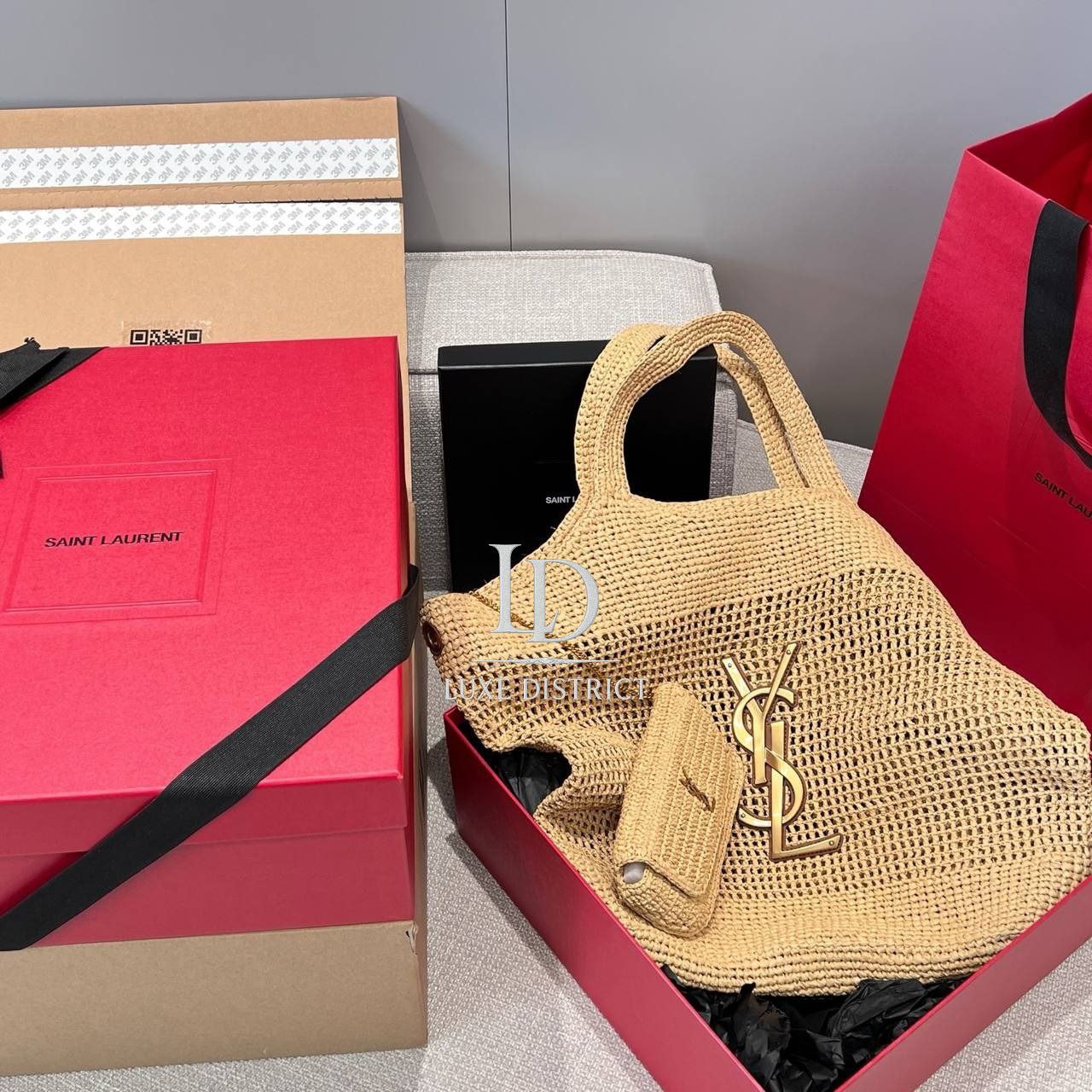 Сумка YSL реплика Icare Raffia из натуральной рафии