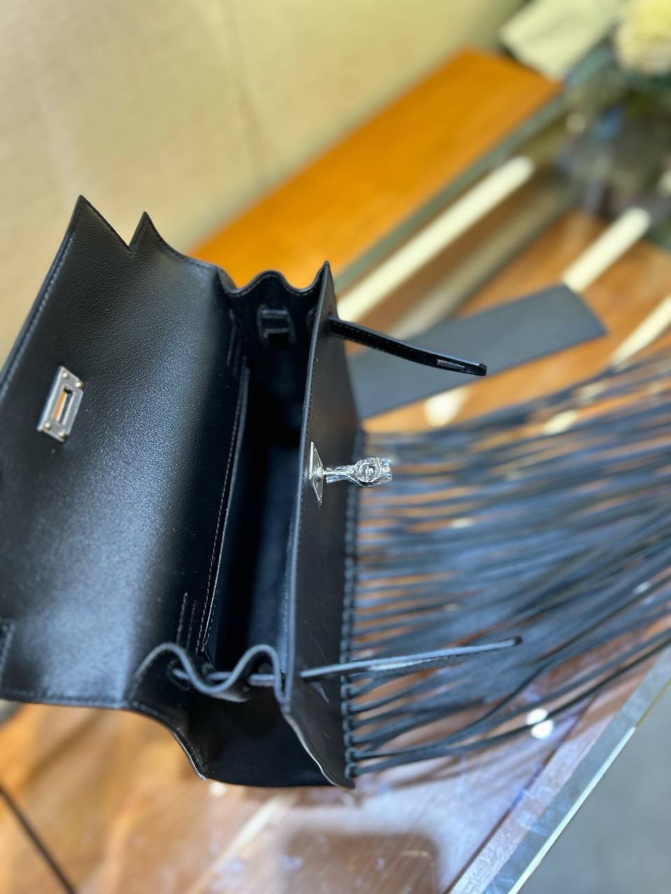 Сумка Hermès Kelly Danse Fringe Anate Noir реплика премиум качества