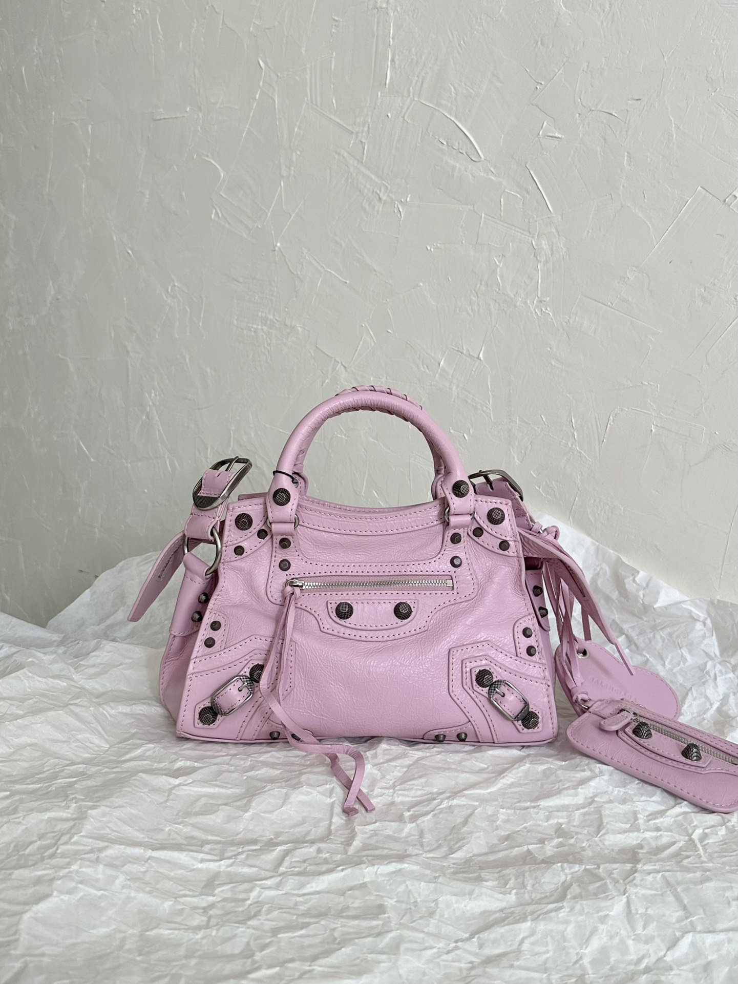 Сумка Balenciaga Neo Cagole XS (реплика), розовая