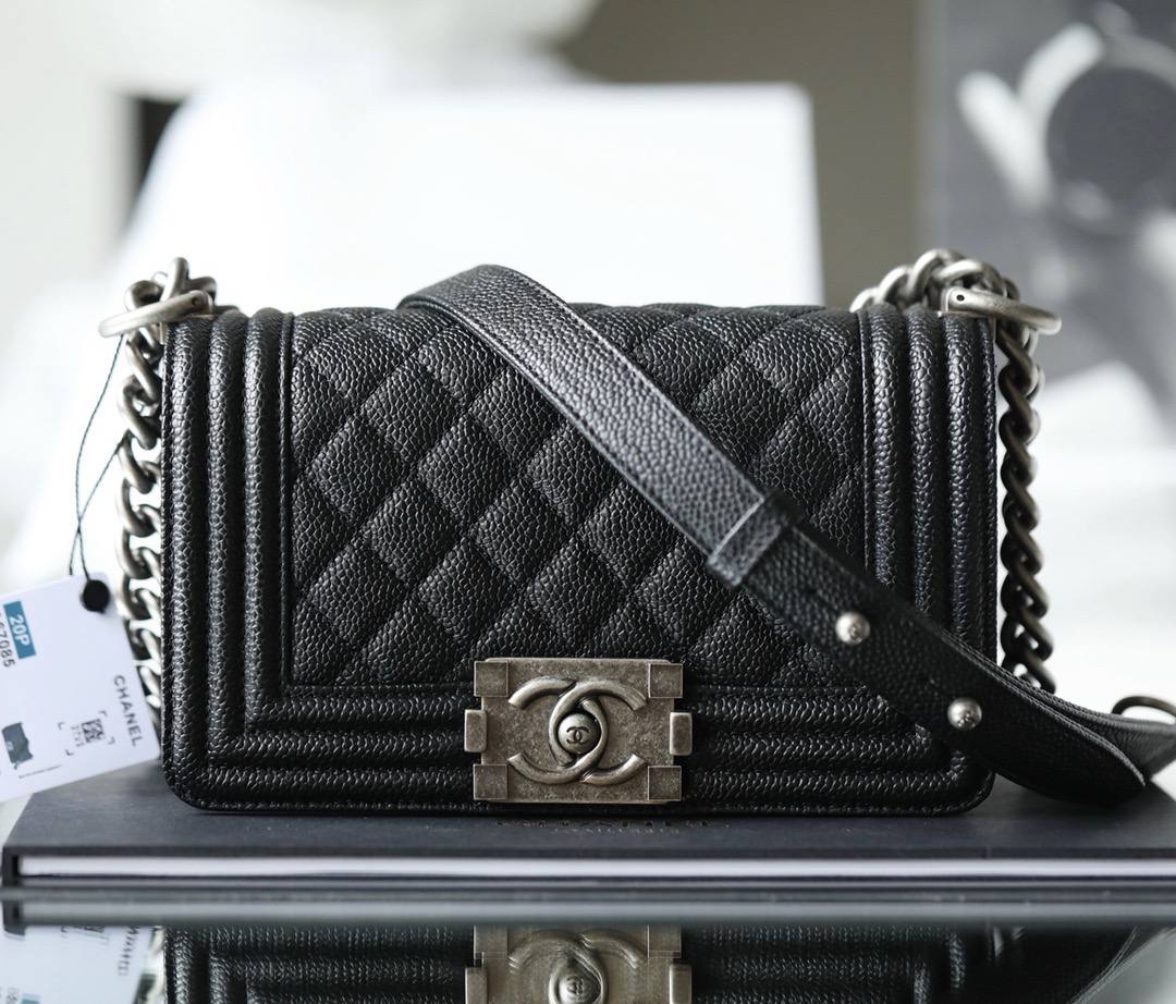 Сумка chanel boy 20 см. Black серебро 