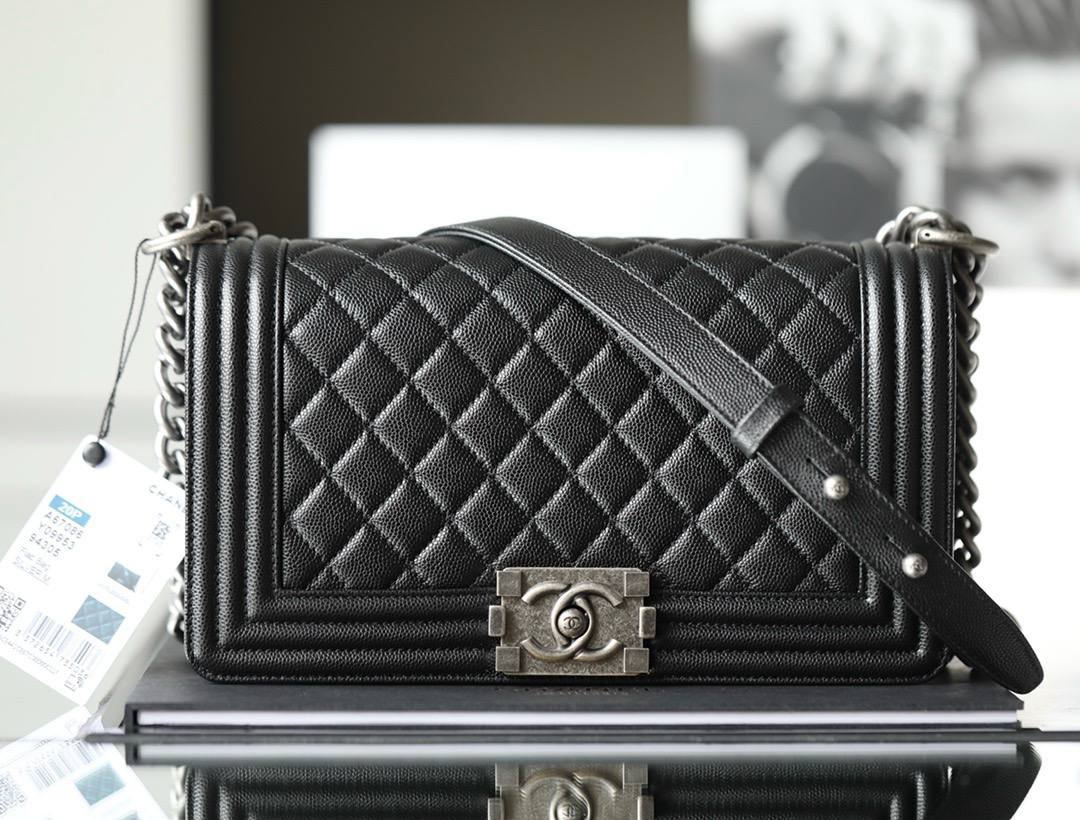 Сумка Chanel boy black серебро 25 см