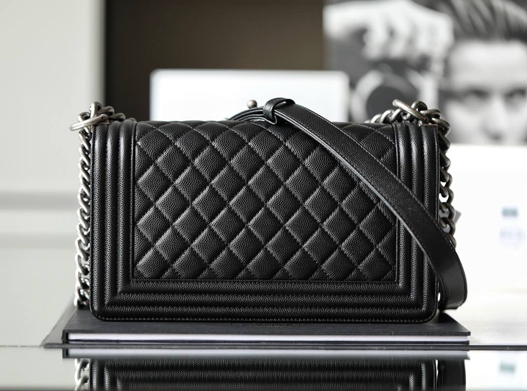 Сумка Chanel boy black серебро 25 см