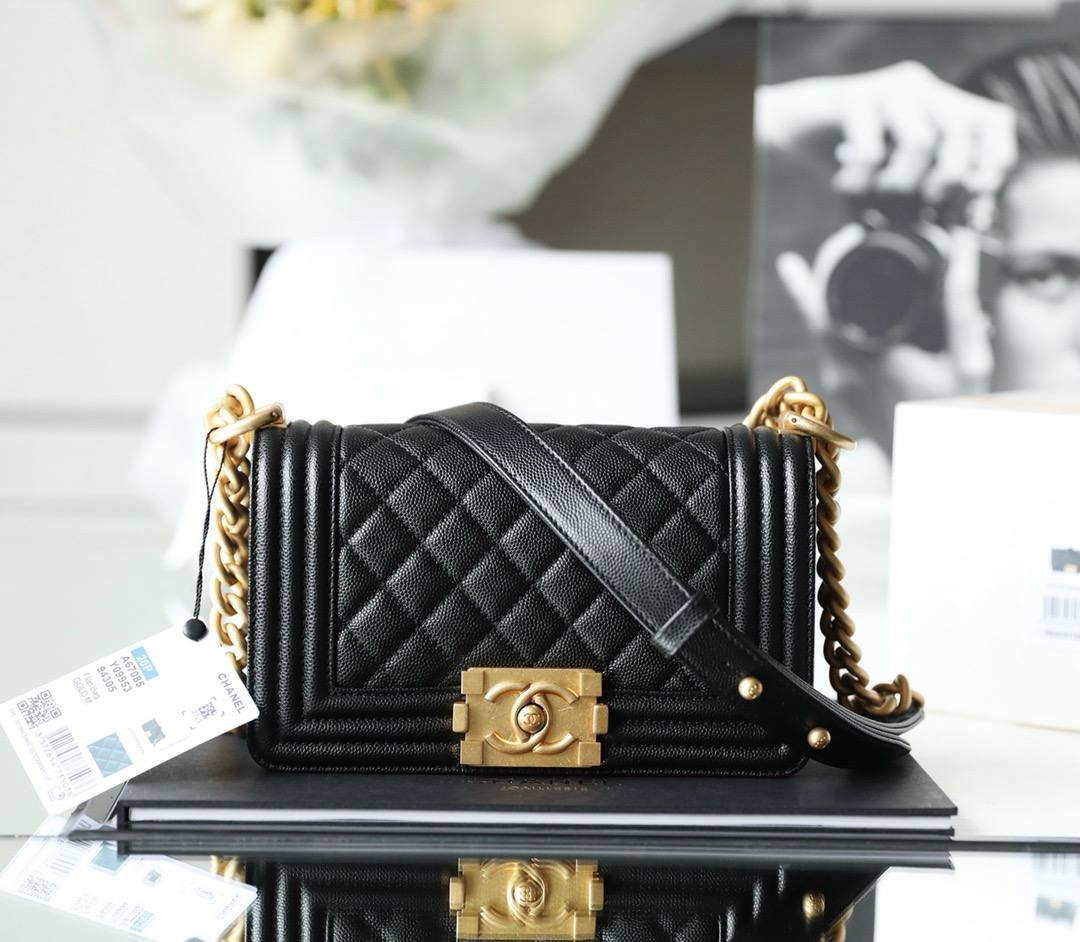 Сумка Chanel boy black золото 20 см