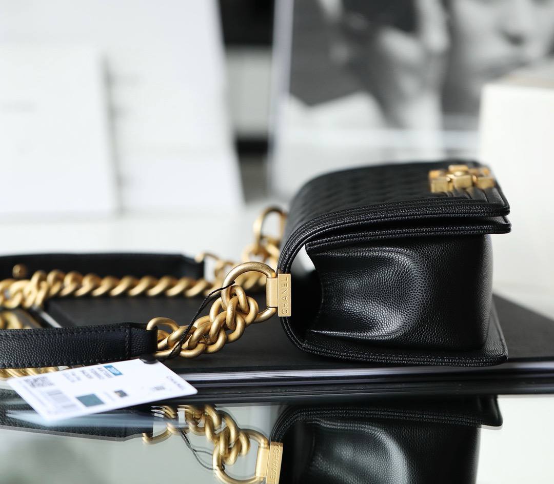 Сумка Chanel boy black золото 20 см